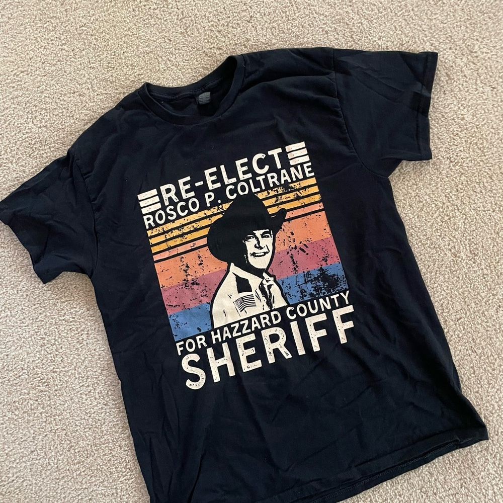 Gildan Black Short Sleeve Tee with Retro Sheriff Design